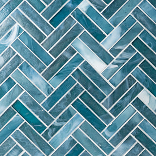 Double Herringbone - Teal Swirly blend