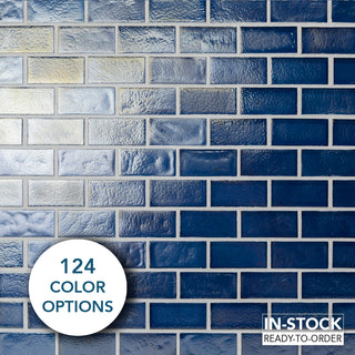1 x 2  Mosaic Tile Offset in All Cast Glass Colors