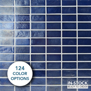 1 x 2  Mosaic Tile Straight Set in All Cast Glass Colors