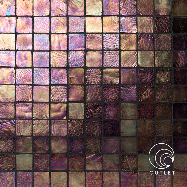 1x1 Square Mosaic Glass Tile in Crimson 