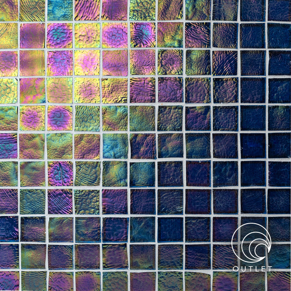 1x1 Square Mosaic Glass Tile in Peacock Blue iridescent – Glasstile