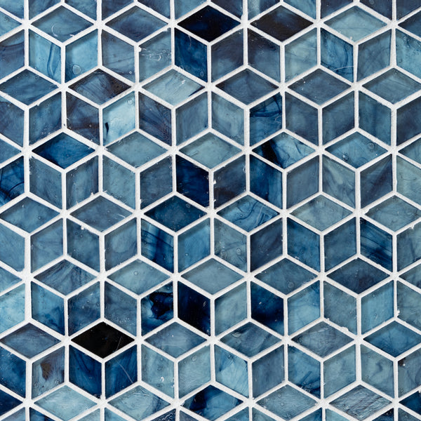 5/8″x 5/8″ Square Mosaic Glass Tile in Blue Barrier Reef Color