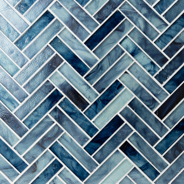 5/8″x 5/8″ Square Mosaic Glass Tile in Blue Barrier Reef Color