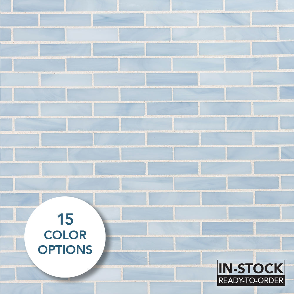1/2x2 Offset Luxury Mosaic Glass Tile in 15 Color Options – Glasstile