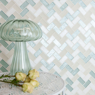 1 x 2  Mosaic Tile Herringbone in All Cast Glass Colors