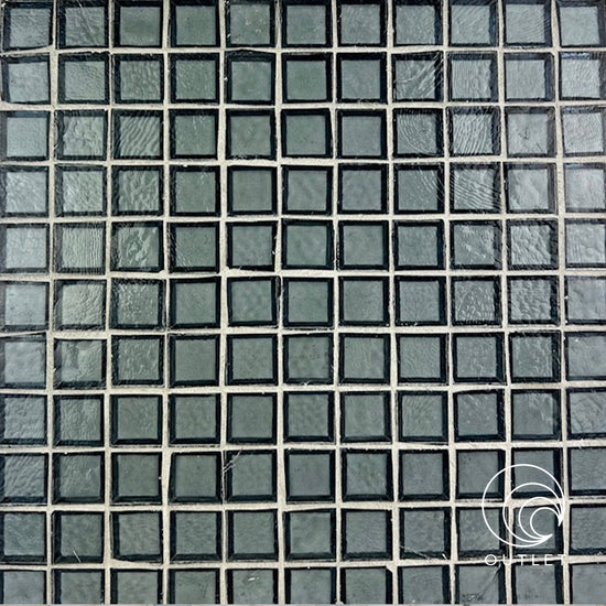 1" x 1" Straight Set Mosaic in Fleet Blue Non-Iridescent