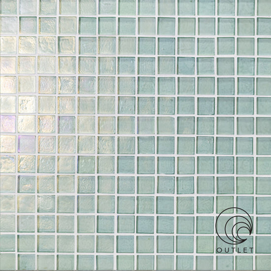 3/4" x 3/4" Straight Set Mosaic in Bottle Glass Iridescent
