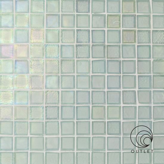 1" x 1" Straight Set Mosaic in Clear Iridescent