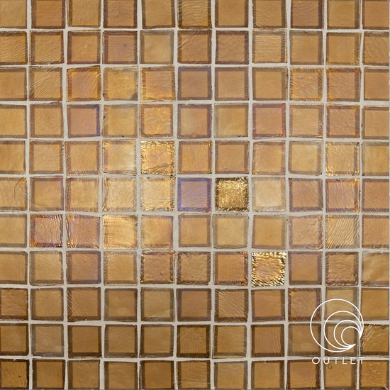 1" X 1" Straight Set Mosaic in Harvest Iridescent